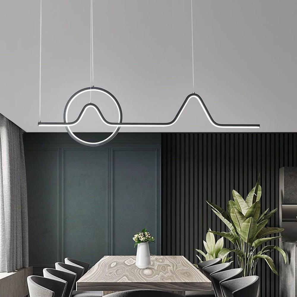 Modern LED Pendant Light with Geometric Wave Design for Dining Room and Kitchen Island