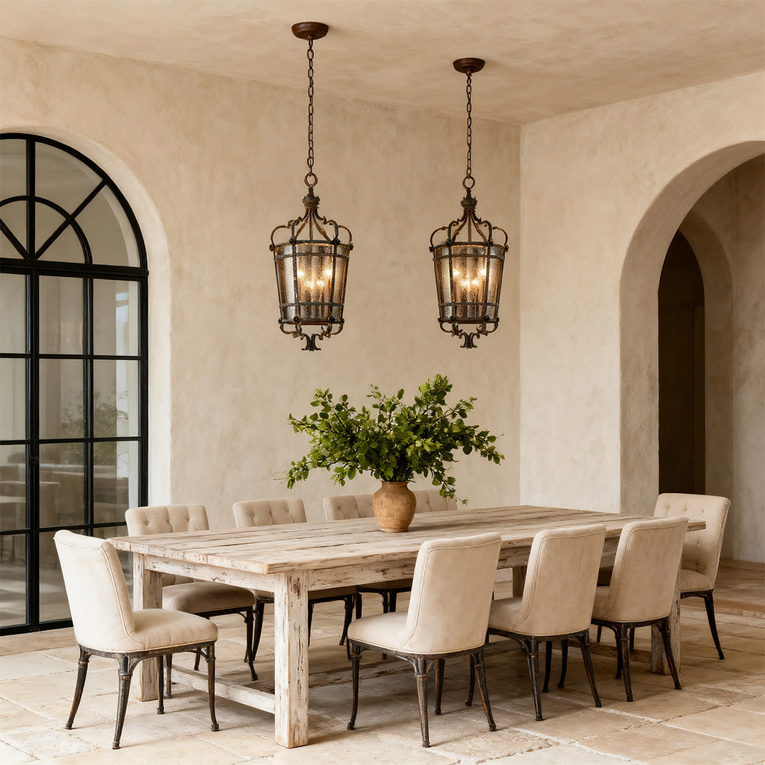 Antique Bronze Italian Pendant Light with Clear Glass Shade