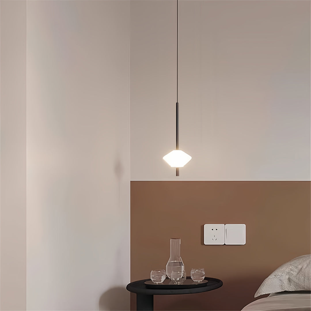 Modern LED Pendant Light for Bedside and Dining Room, Minimalist Glass and Aluminum Hanging Lamp