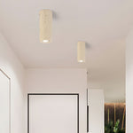 Travertine Cylinder Pendant Light, Modern Stone Downlight for Hallways