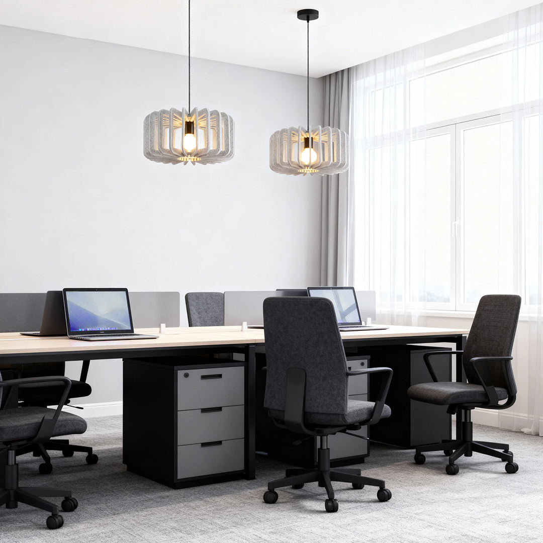 Acoustic Felt Pendant Light with Adjustable Chain – Modern Nordic Drum Shade