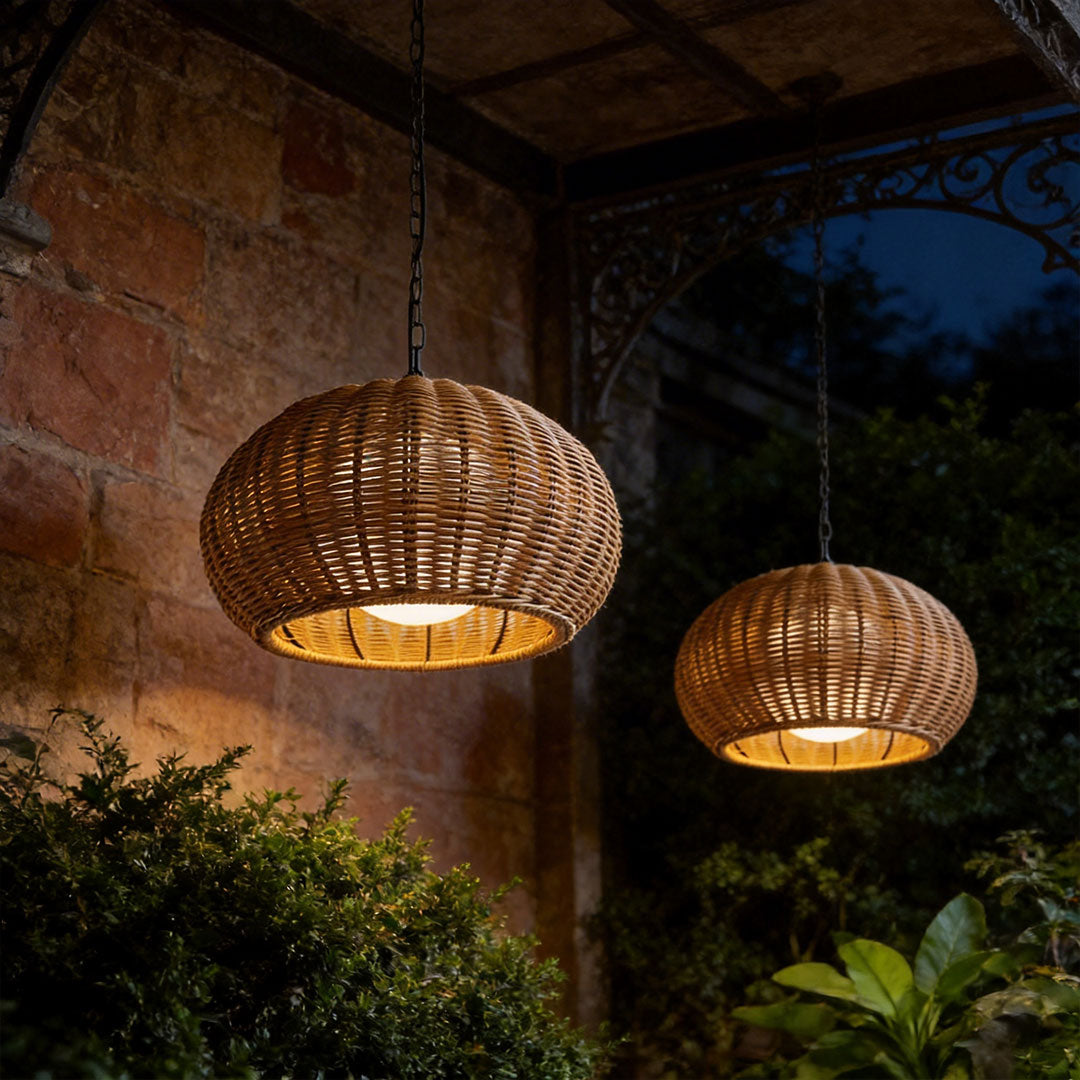 Artisan Rattan Pendant Light – Waterproof Outdoor Hanging Lantern