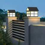 House-Shaped Outdoor Pillar Light in Black Stainless Steel