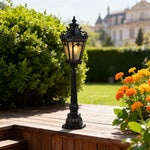 Aluminum Garden Bollard Light with Glass Shade for Pathways