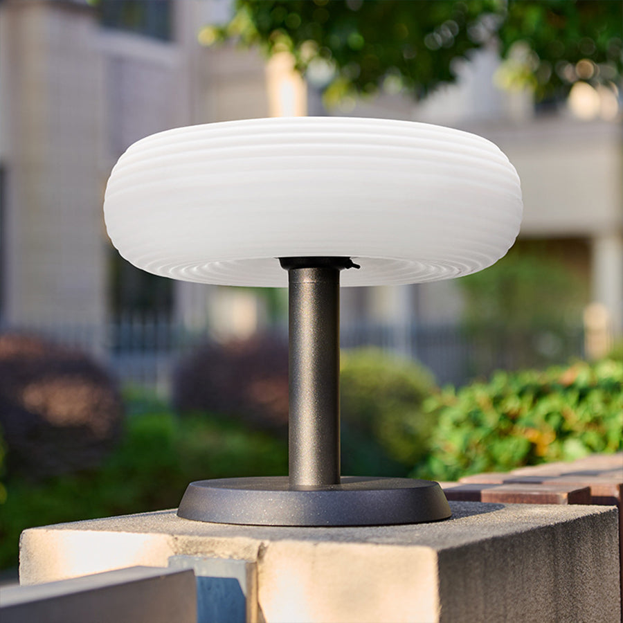 Modern Outdoor Solar Pillar Light with Wavy Shade, IP55 Waterproof