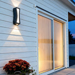 Geometric Black Outdoor Wall Sconce with Up Down LED Illumination