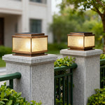All-Copper Outdoor Pillar Lights with Solar & Hardwired Options