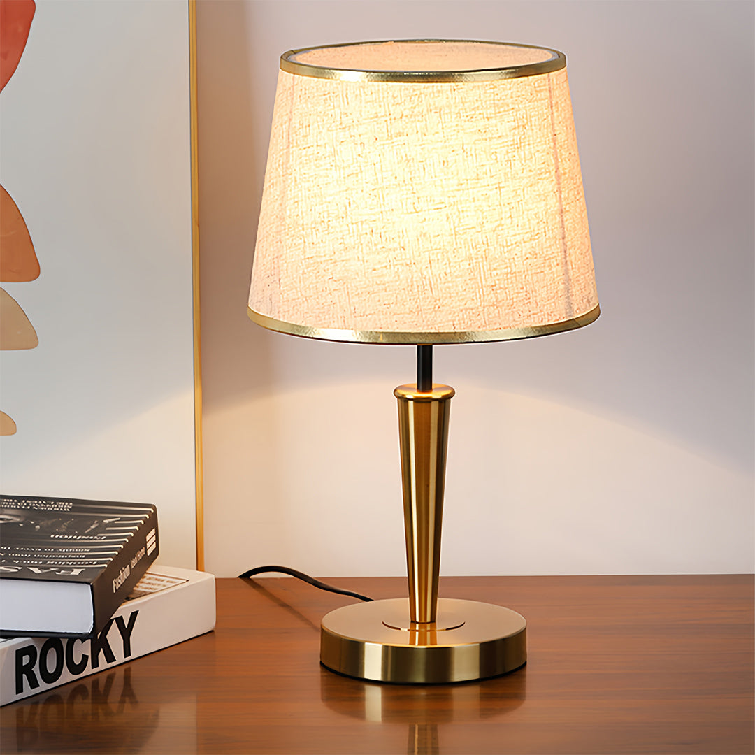 Nordic Brass Table Lamp with Fabric Shade for Modern Interiors