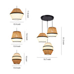 Wabi-Sabi Raffia Pendant Light with Fabric Shade, Natural Beige