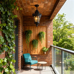 Outdoor Black Aluminum Pendant Light with Clear Glass Shade