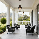 Outdoor Pendant Light with Adjustable Chain, Sand Black Aluminum & Clear Glass