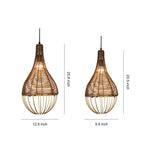 Handwoven Rattan Pendant Light with Industrial Iron Frame