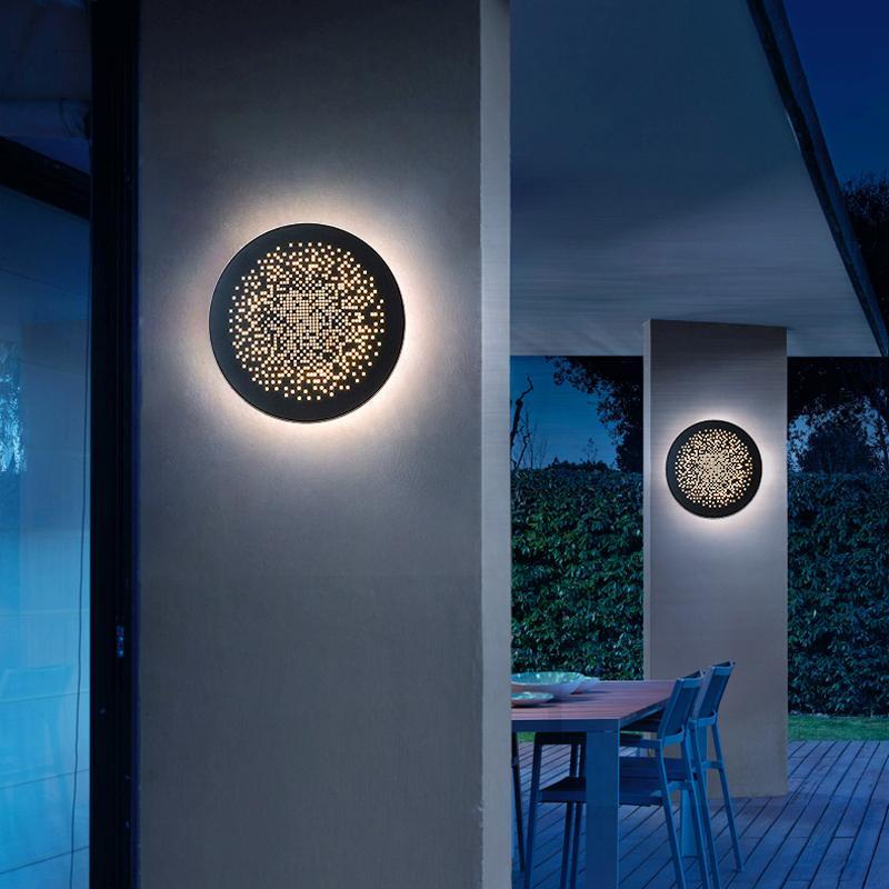 Modern Perforated Metal Wall Sconce, Waterproof LED Outdoor Light