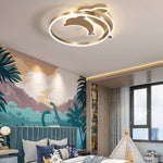 Personalized Creative Romantic Three Color Adjustable Led Dolphin Ceiling Lamp