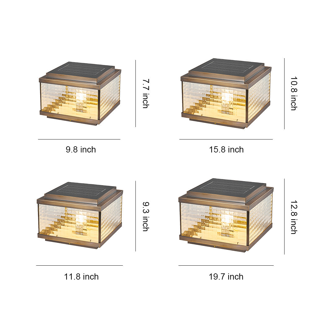 All-Copper Pillar Cap Light with Solar & Hardwired Options