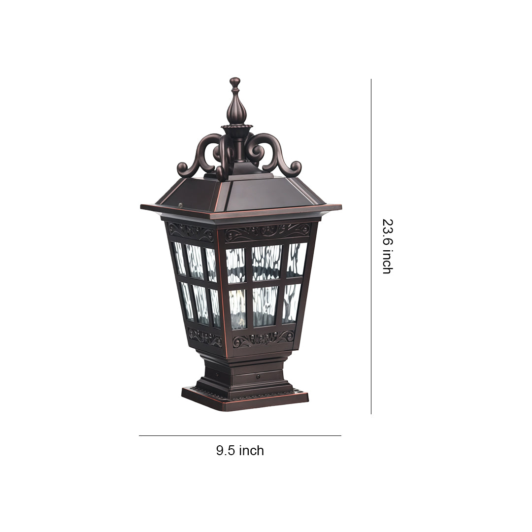 Pillar Garden Light in Chestnut Aluminum with Clear Glass Shade