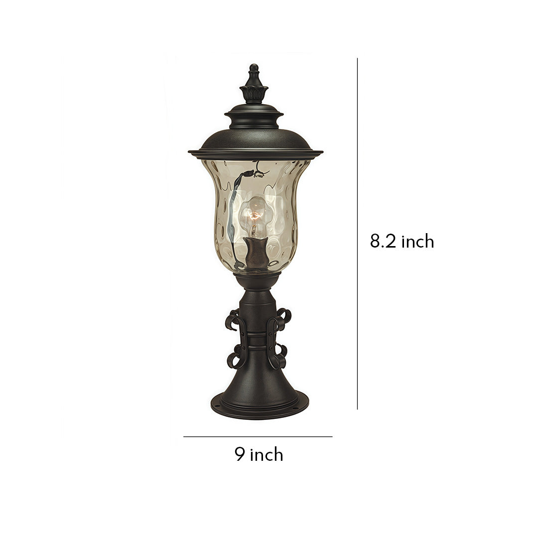 European Classic Outdoor Pillar Gate Light in Sand-Black Aluminum