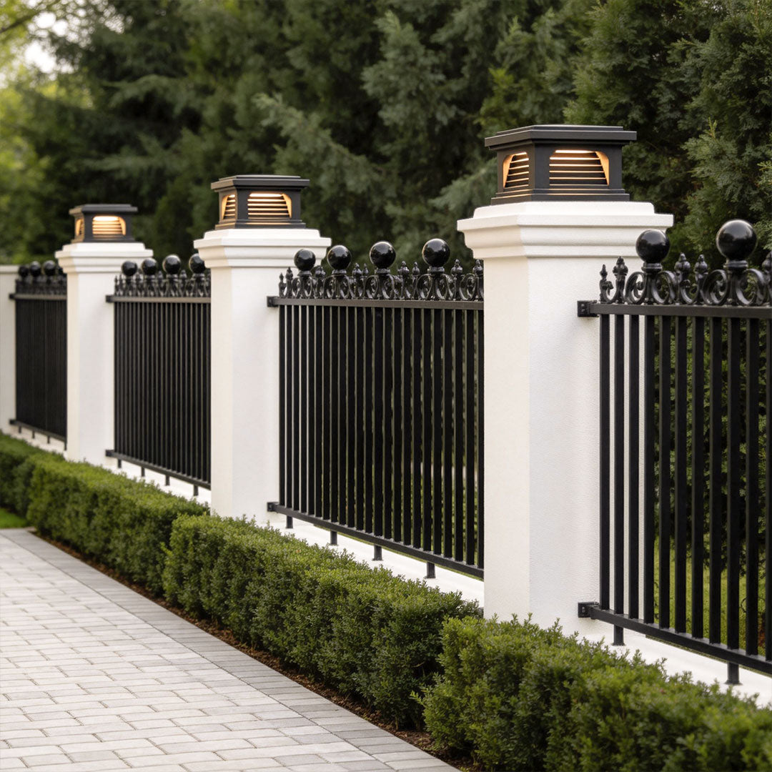 Modern Outdoor Pillar Light for Villa Gate Post – Stainless Steel LED