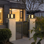 Modern Outdoor Pillar Light in Black Stainless Steel with Clear Glass