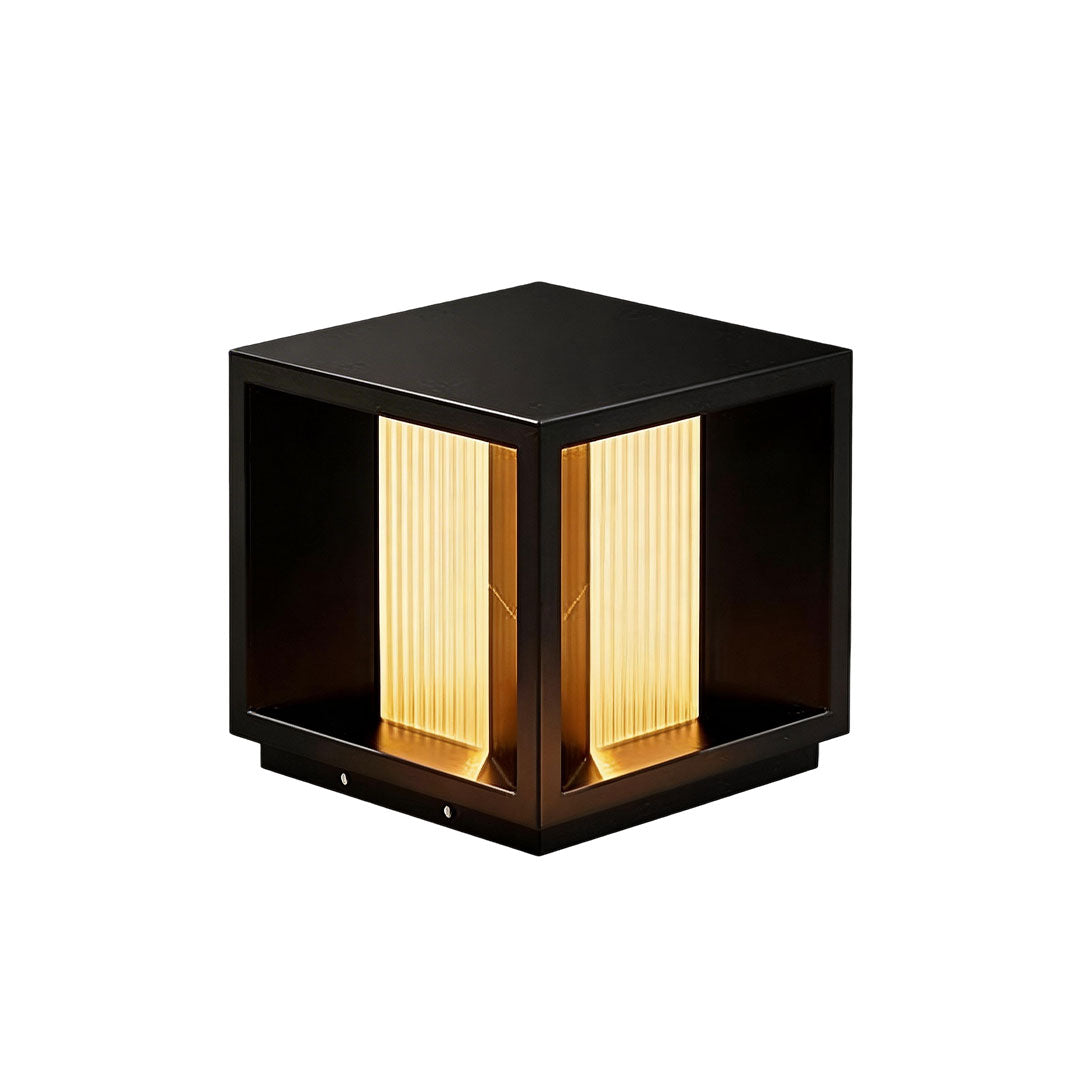 Modern Outdoor Pillar Light in Black Stainless Steel with Clear Glass