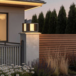 Modern Outdoor Pillar Light in Black Stainless Steel with Clear Glass