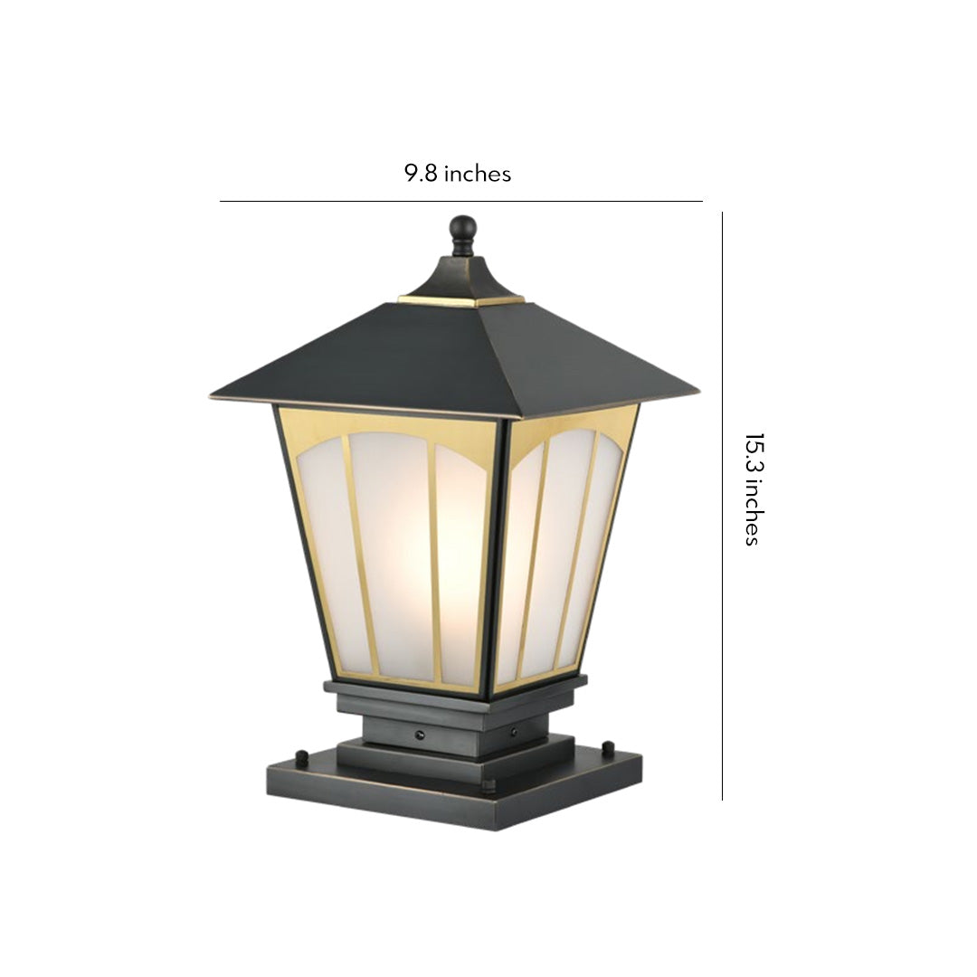 Solid Copper Pillar Light for Outdoor Fence Post – IP55 Waterproof