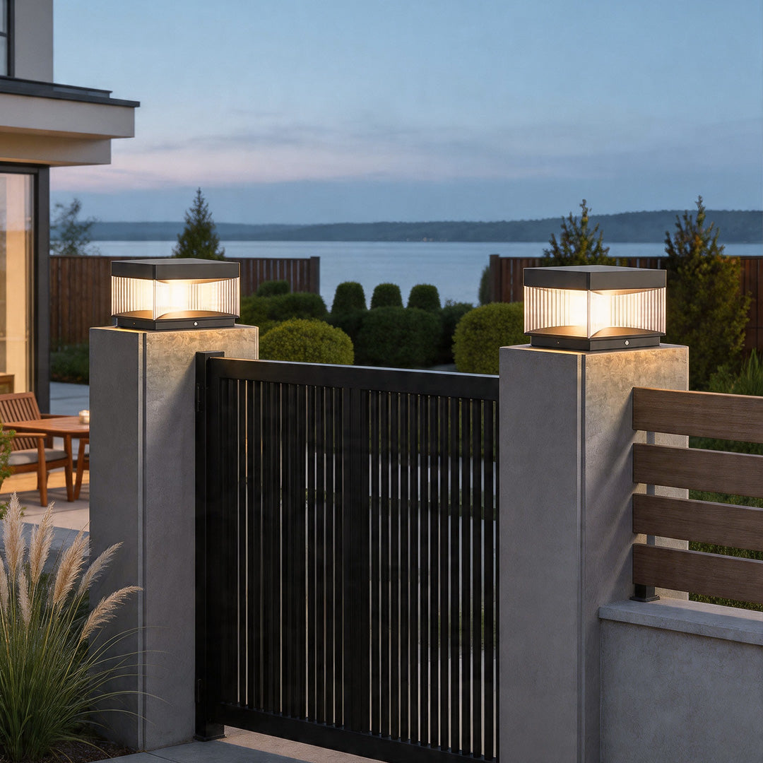 Modern Outdoor Solar Pillar Lights for Villa Gates and Gardens