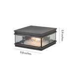 Square Brass Pillar Mount Outdoor Gate Light with Clear Glass Shade