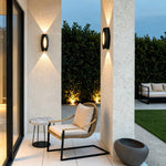 Outdoor Up and Down Wall Sconce with Dual LED Lighting in Black Aluminum