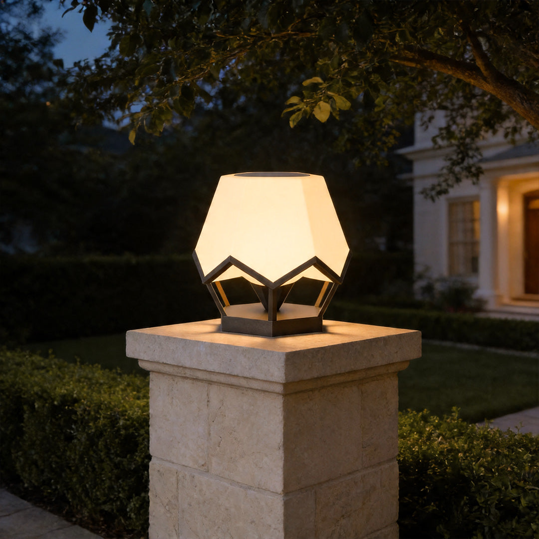 Modern Pillar Top Solar Lights Waterproof Stainless Steel Gate Lamp