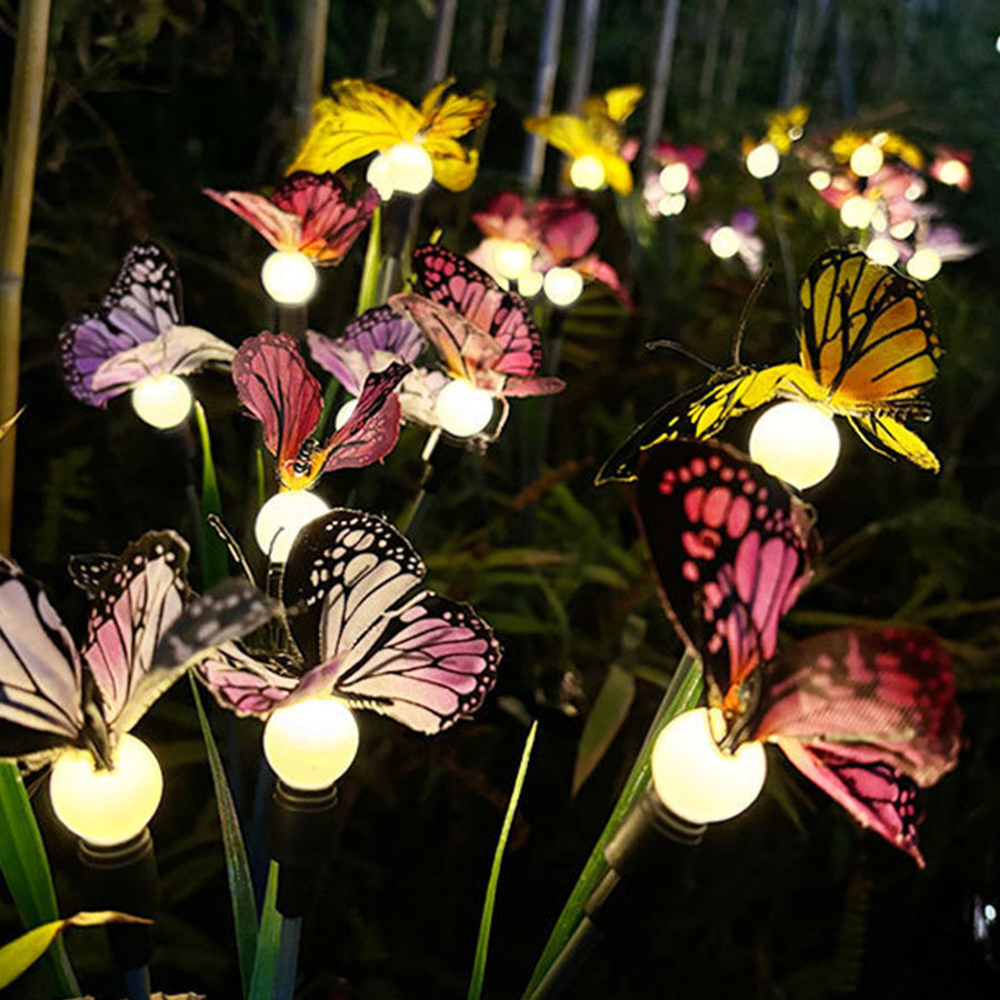 Lumière Butterfly Solar Garden Stake Lights, Set of Six, Warm White
