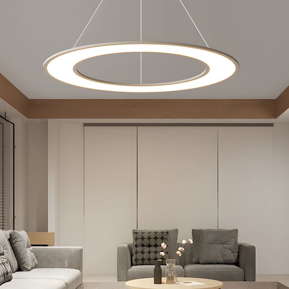 Planetary Ring LED Pendant Light in Matte Black or White