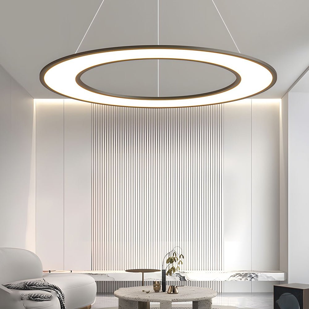Planetary Ring LED Pendant Light in Matte Black or White