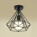 1 Light Mini Metal Geometric Caged Led Retro Flush Mount Lighting Ceiling Lights