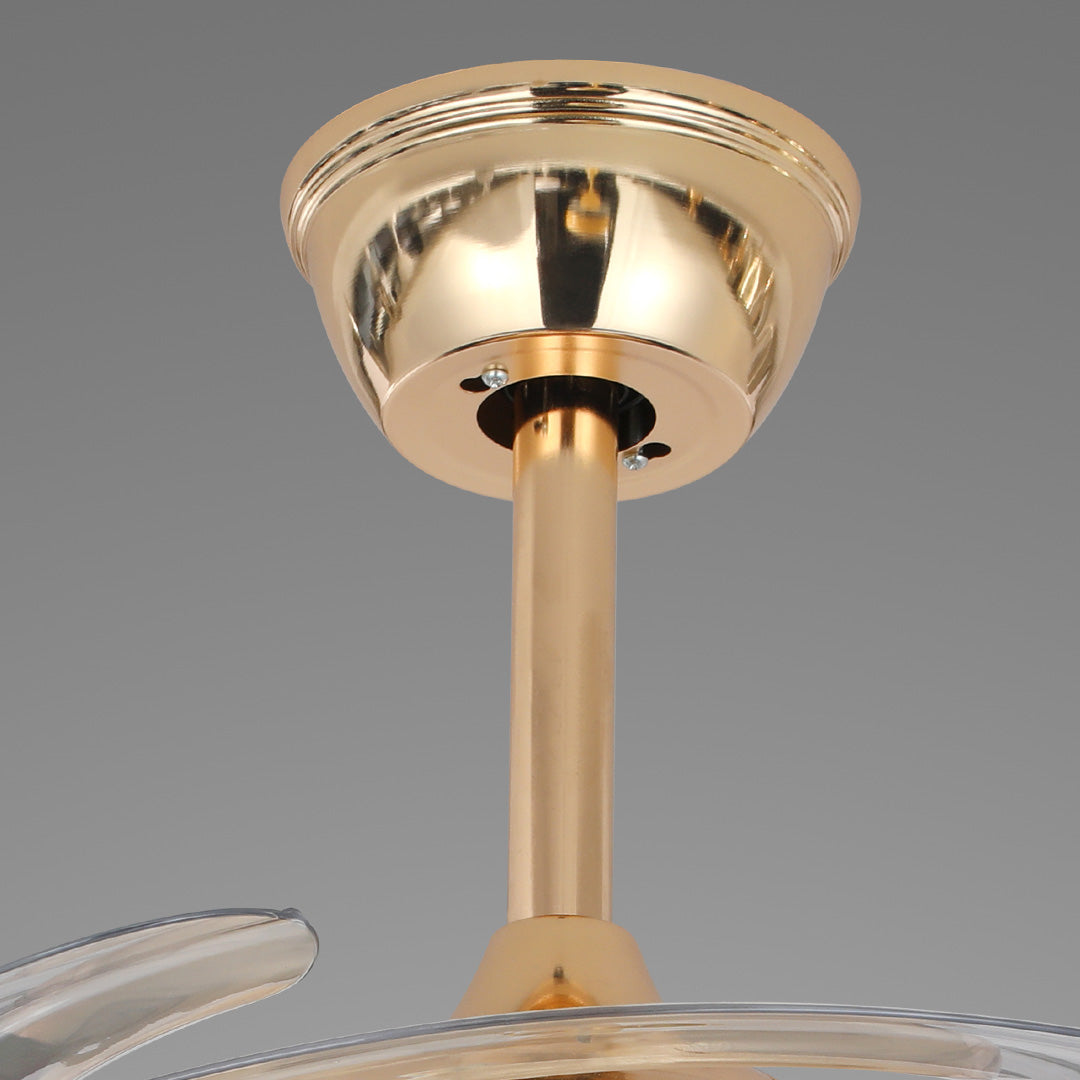 Lumina Gold Crystal Ceiling Fan with Dimmable LED Light, Modern 4-Blade Design