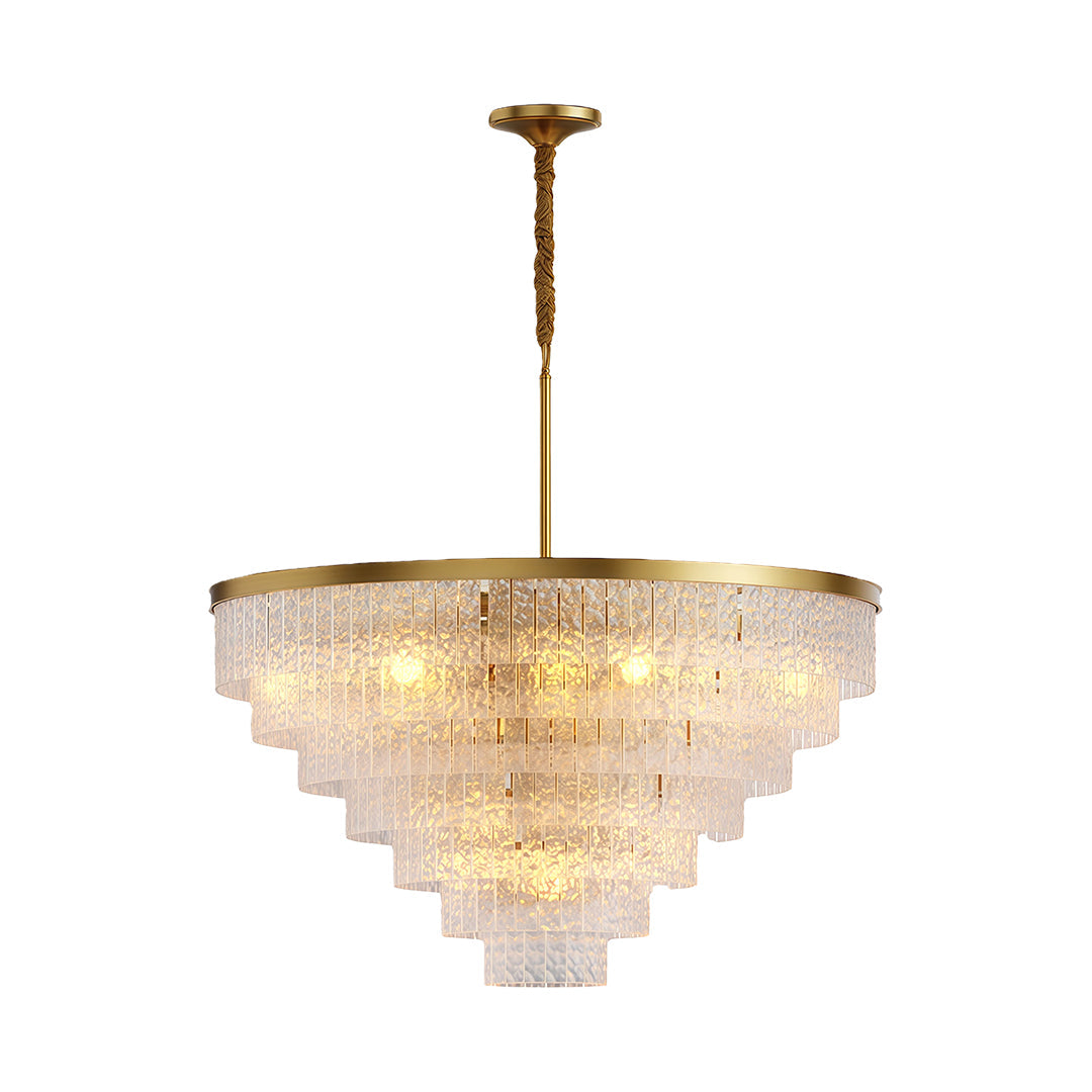 Modern Minimalist Full-Copper Chandelier with Clear Glass Shades
