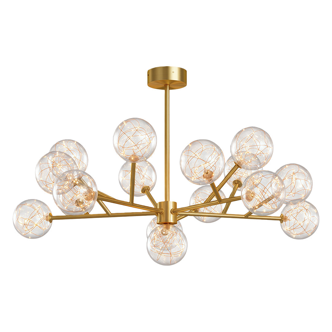 Celestial Glass Globe Chandelier – Modern Molecular LED Pendant for Dining and Living Spaces