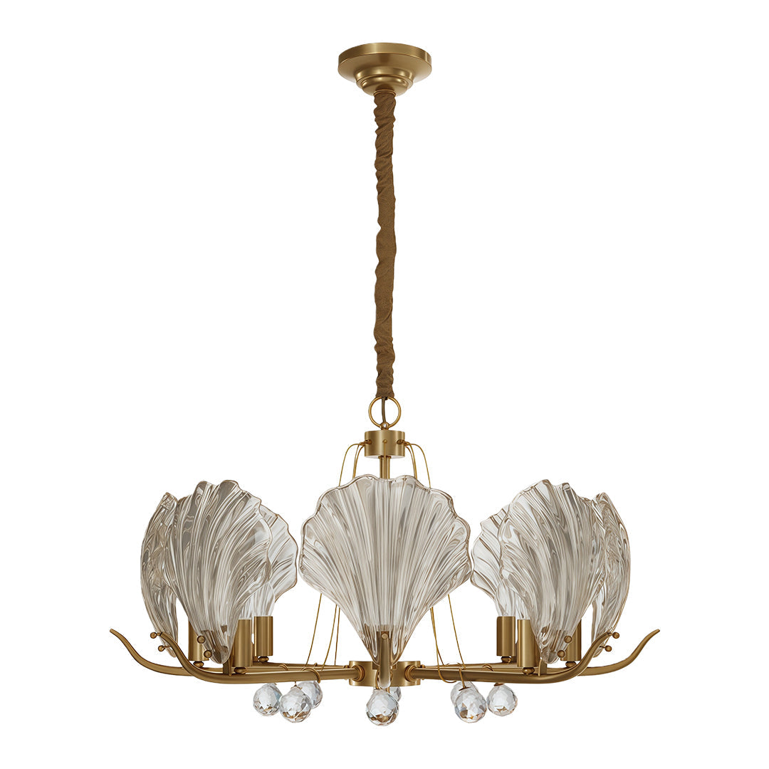 Modern Copper Shell Glass Chandelier for Dining Room and Living Room