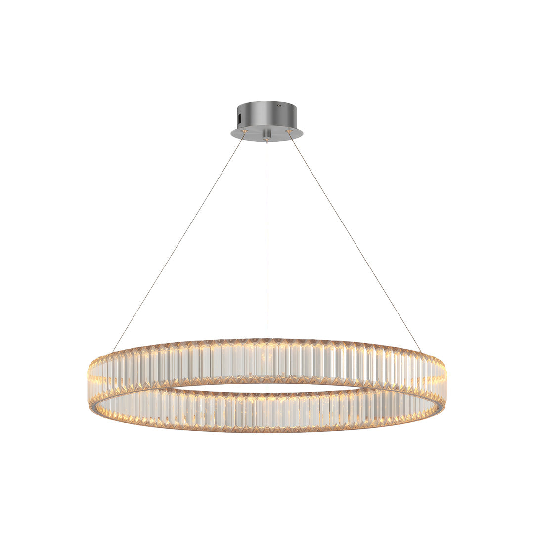 Aurelia Crystal Round Chandelier — American Minimalist LED Pendant for Modern Interiors