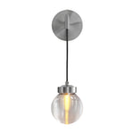 Modern Wall Sconce with Clear Glass Shade in Copper, Chrome, or Black