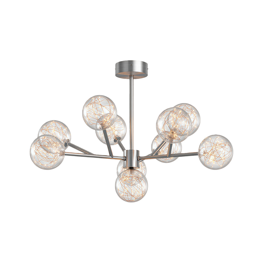 Celestial Glass Globe Chandelier – Modern Molecular LED Pendant for Dining and Living Spaces