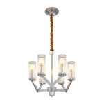 Lumière Cascade: Modern Copper Glass Drop Chandelier for Elegant Interiors
