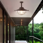 Coastal Semi Flush Ceiling Light in Wrought Iron with Clear Glass Shade