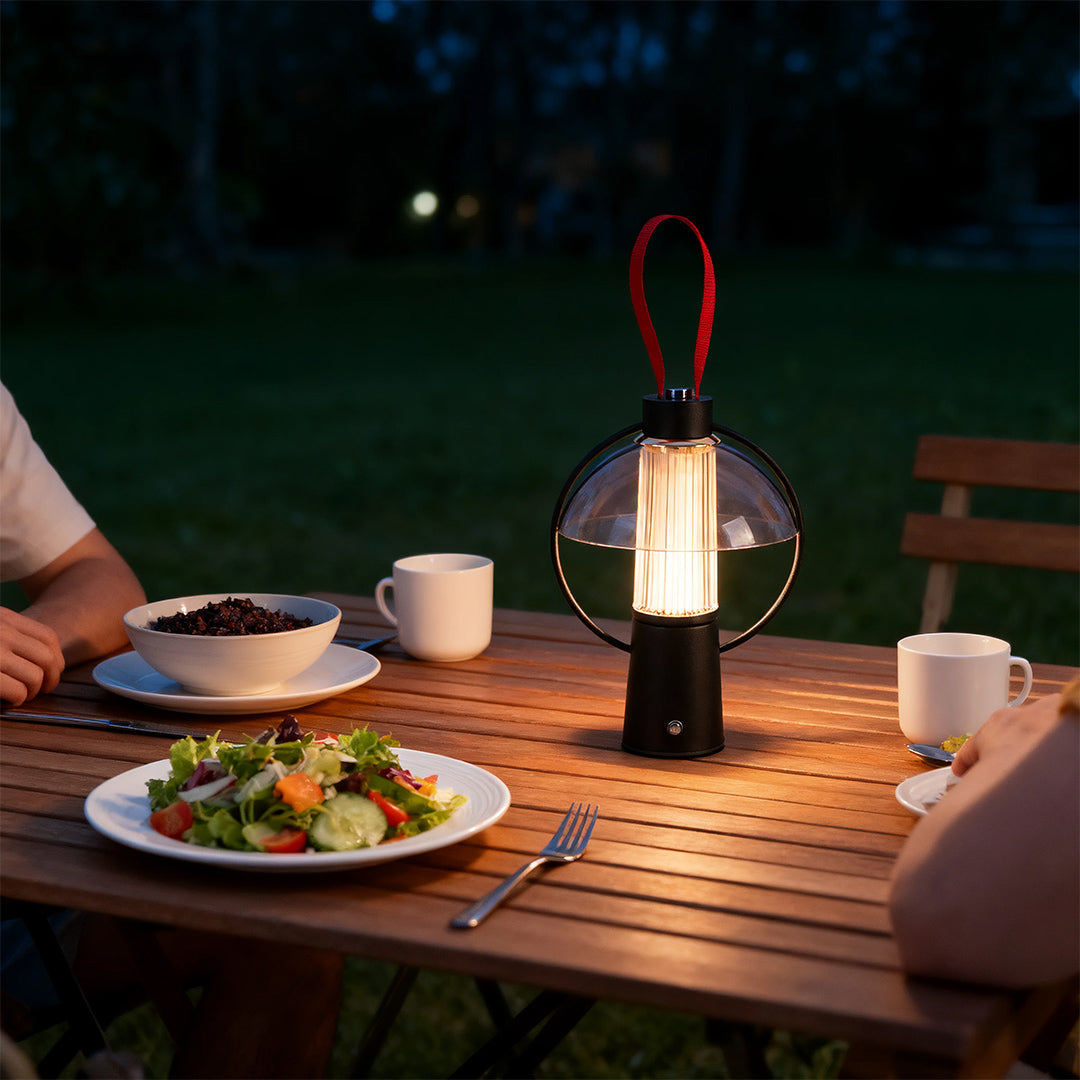 Lumina Circle Table Lamp in Iron and Acrylic, Dimmable LED