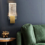 Crystal LED Wall Sconce in Gold | Modern Staircase & Bedside Lighting