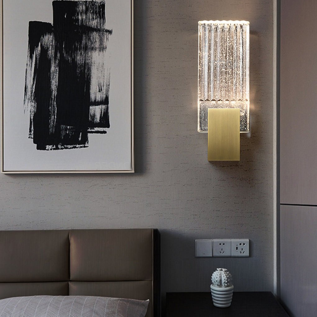 Crystal LED Wall Sconce in Gold | Modern Staircase & Bedside Lighting