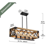 Rustic Industrial Linear Chandelier For Dining Rooms Farmhouse Rectangular Square Light Fixture