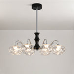 Art Glass LED Chandelier with Wrought Iron Frame, 8 or 12 Lights