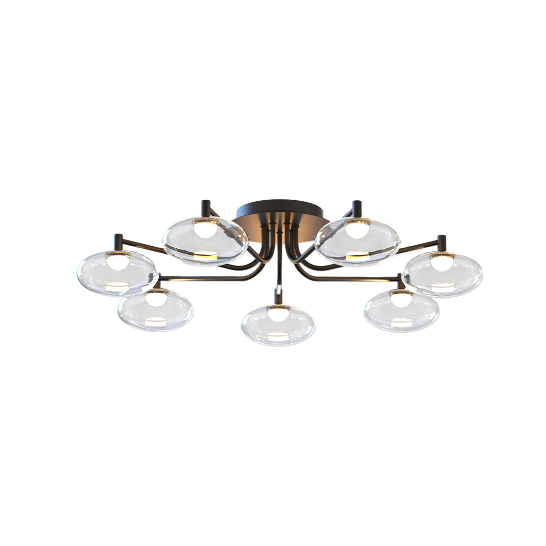 Lumina Glass Flush Mount Ceiling Light — Modern LED Fixture in Black