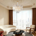 Tiered Crystal Chandelier Modern Gold Waterfall Ceiling Light